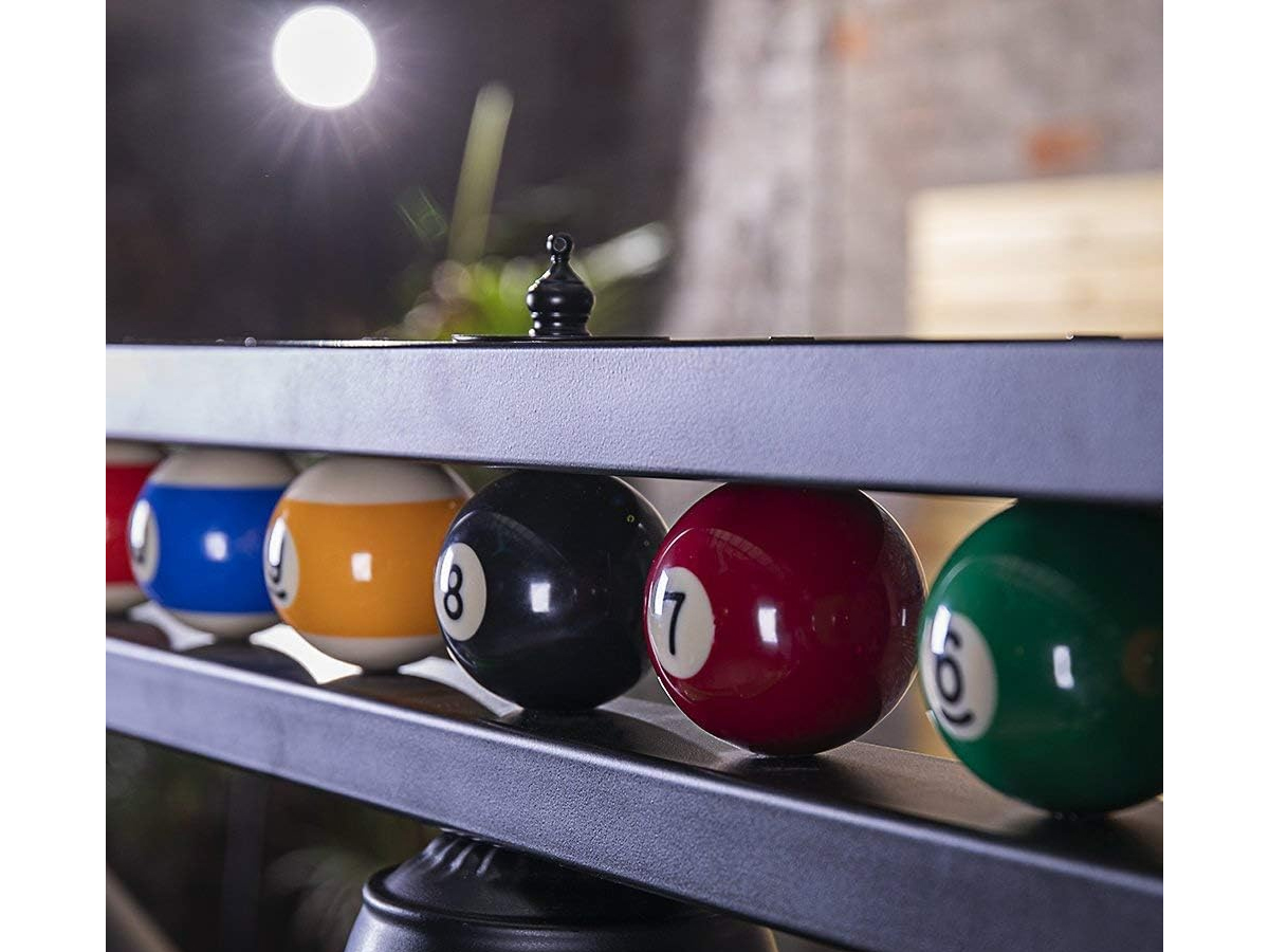 Lampara colgante de 149 cm decorada con ruedo de pool para mesa de billar con 3 sombras color verde